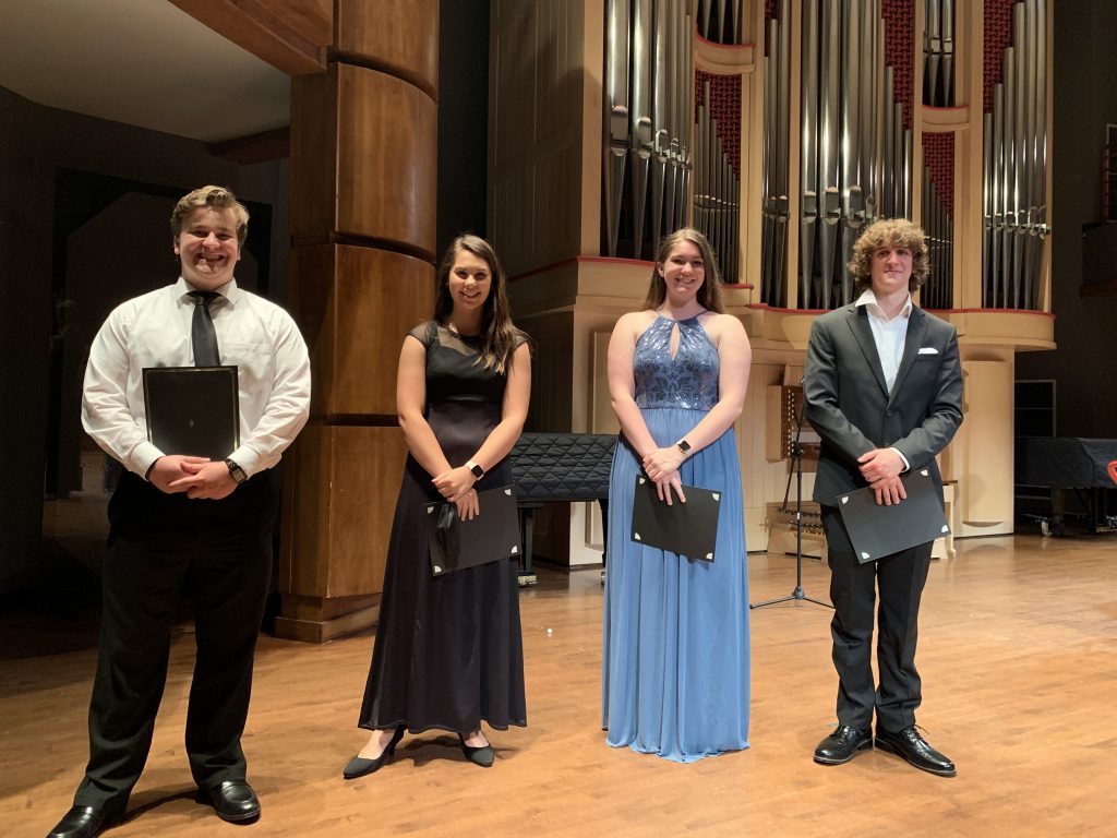 Image of four finalists at the 2021 Master Recital